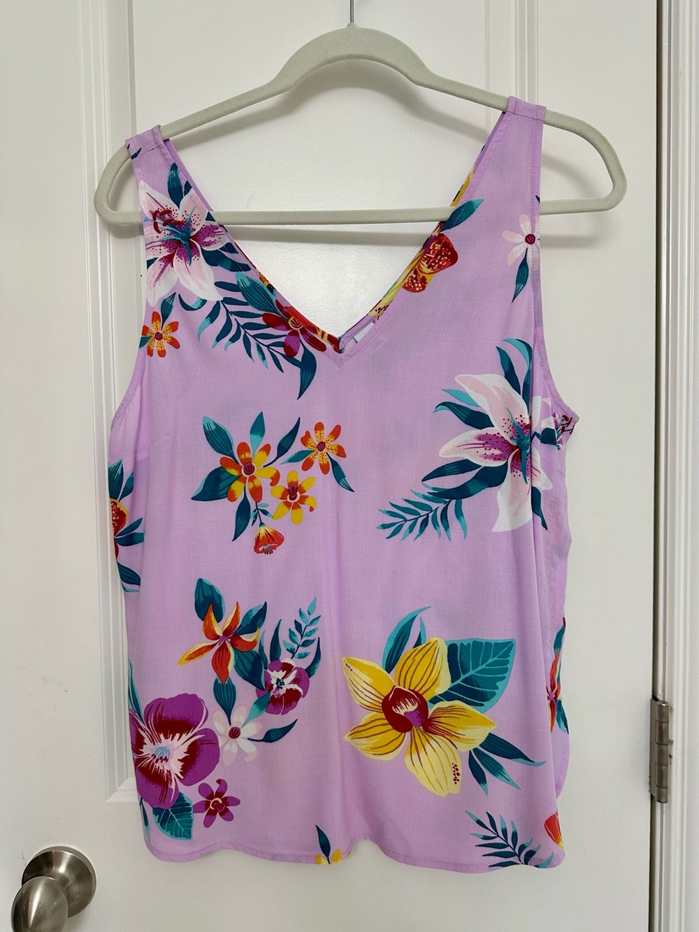 Old Navy Pink Floral Tank with Multicolor Blooms